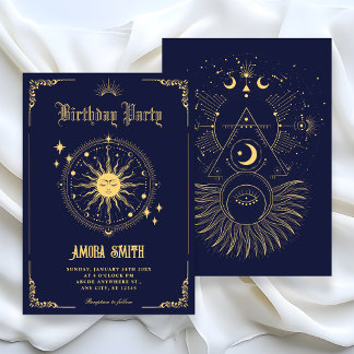 Vintages Moon Sun Boho Kunstsymbol Geburtstag Einladung