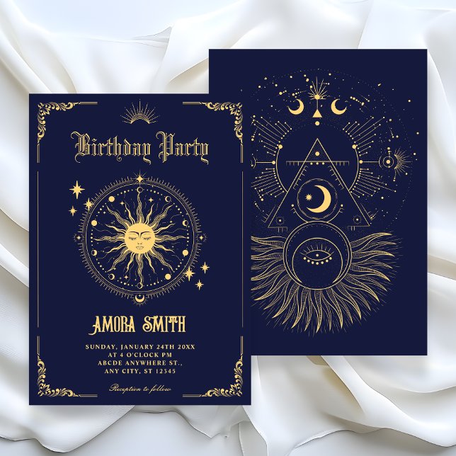 Vintages Moon Sun Boho Kunstsymbol Geburtstag Einladung (Von Creator hochgeladen)