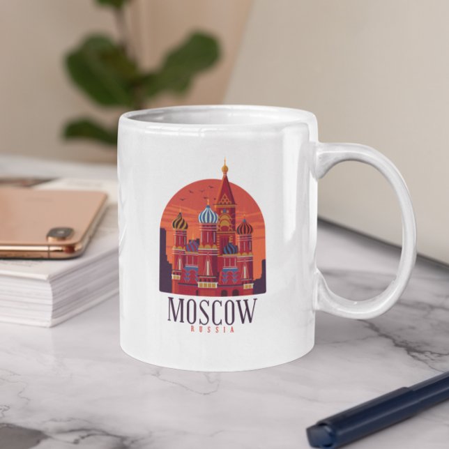 Vintages Moskau Russland Kreml Skyline Kaffeetasse (Vintage Moscow Russia Kremlin Skyline Coffee Mug)