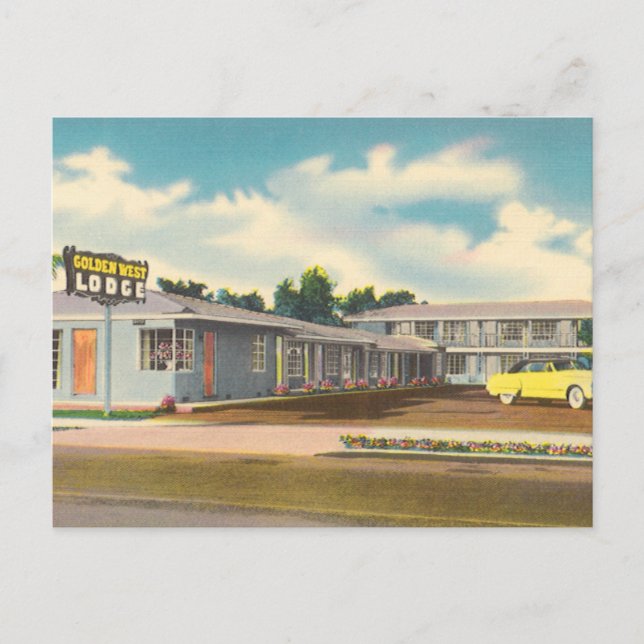 Vintages Motel, Golden West Lodge Hotel mit Palms Postkarte (Vorderseite)