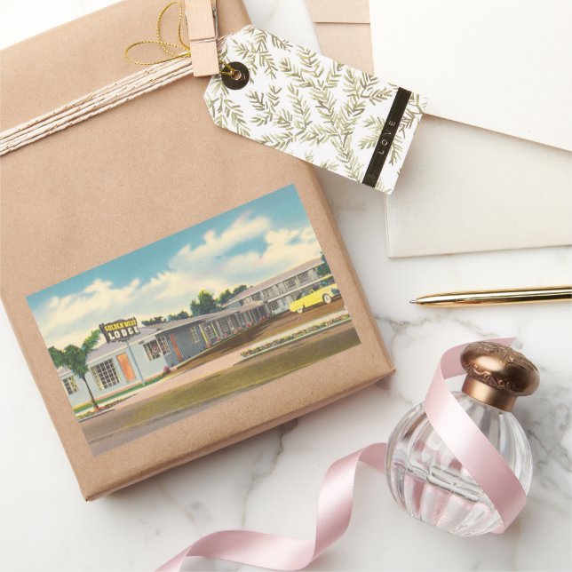 Vintages Motel, Golden West Lodge Hotel mit Palms Rechteckiger Aufkleber (Schenken)