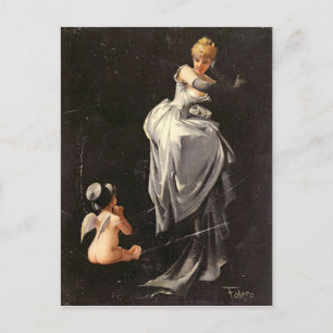 Vintages Motiv - gefangen im Web - Falero Postkarte