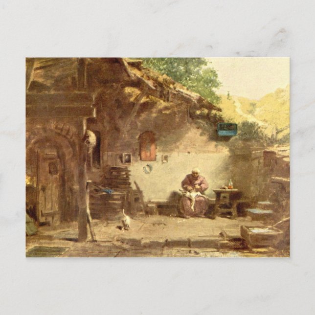 Vintages Motiv - Hermit - Spitzweg Postkarte (Vorderseite)