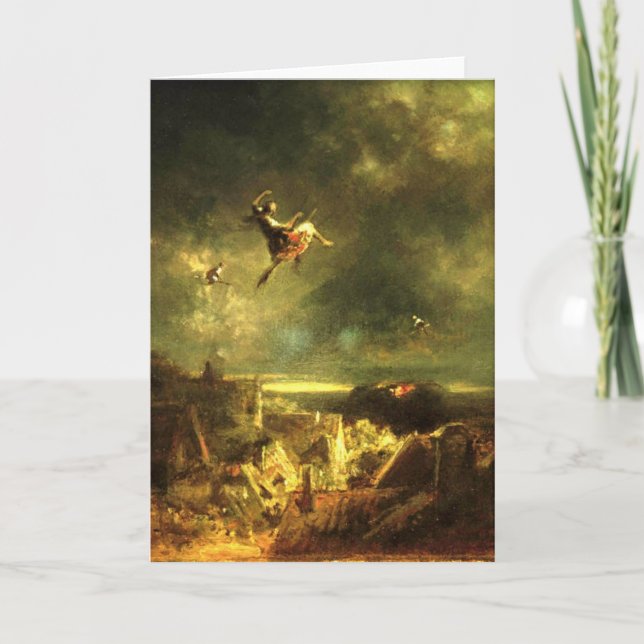 Vintages Motiv - Hexenfahrt - Spitzweg Karte (Vorderseite)