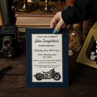 Vintages Motorrad Antique Geburtstagsparty Männer Einladung