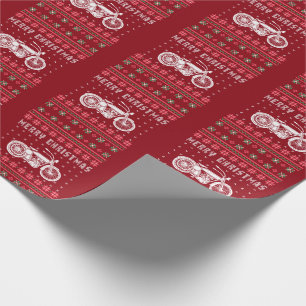 Vintages Motorrad-hässliche Weihnachtsstrickjacke Geschenkpapier
