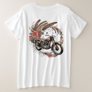 Vintages Motorrad im Moto Boho Stil Große Größe T-Shirt