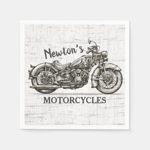 Vintages Motorrad Personalisiert NAME Fahrradgarag Serviette