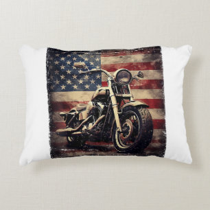 Vintages Motorrad USA Flag Retro Biker Amerikaner Dekokissen