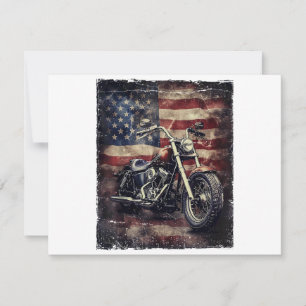 Vintages Motorrad USA Flag Retro Biker Amerikaner Einladung