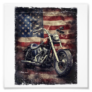Vintages Motorrad USA Flag Retro Biker Amerikaner Fotodruck
