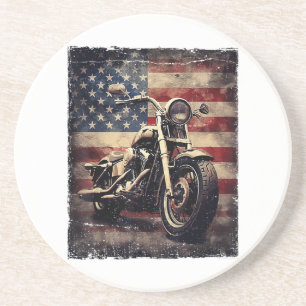 Vintages Motorrad USA Flag Retro Biker Amerikaner Getränkeuntersetzer