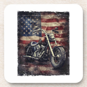 Vintages Motorrad USA Flag Retro Biker Amerikaner Getränkeuntersetzer