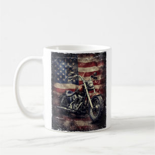 Vintages Motorrad USA Flag Retro Biker Amerikaner Kaffeetasse