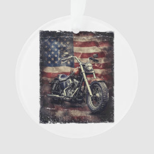 Vintages Motorrad USA Flag Retro Biker Amerikaner Ornament