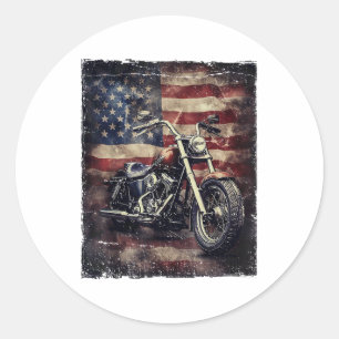 Vintages Motorrad USA Flag Retro Biker Amerikaner Runder Aufkleber