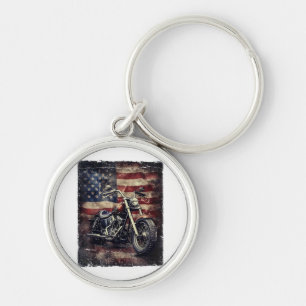 Vintages Motorrad USA Flag Retro Biker Amerikaner Schlüsselanhänger