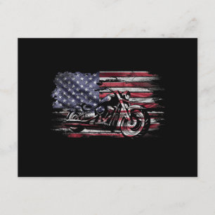 Vintages Motorrad USA Flag Retro Biker, Motorrad Begleitkarte