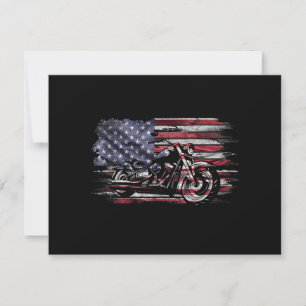 Vintages Motorrad USA Flag Retro Biker, Motorrad Dankeskarte