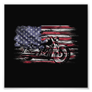 Vintages Motorrad USA Flag Retro Biker, Motorrad Fotodruck