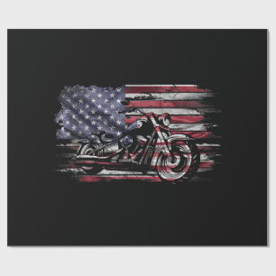 Vintages Motorrad USA Flag Retro Biker, Motorrad Geschenkpapier