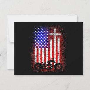 Vintages Motorrad USA Flagge Christlicher Glaube a Dankeskarte