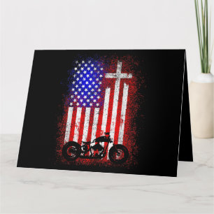 Vintages Motorrad USA Flagge Christlicher Glaube a Karte