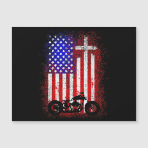 Vintages Motorrad USA Flagge Christlicher Glaube a Magnetkarte