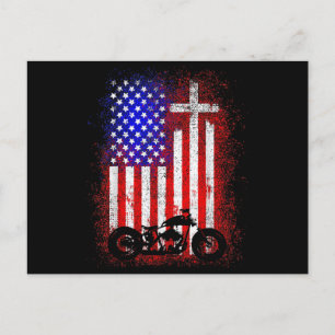 Vintages Motorrad USA Flagge Christlicher Glaube a Postkarte