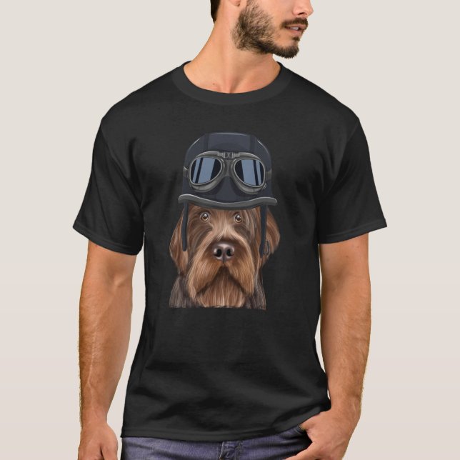 Vintages Motorradhelm-Drahthaar T-Shirt (Vorderseite)