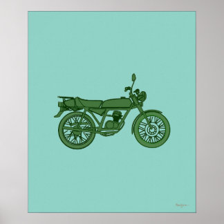 Vintages Motorradposter - Handgezeichnet Poster