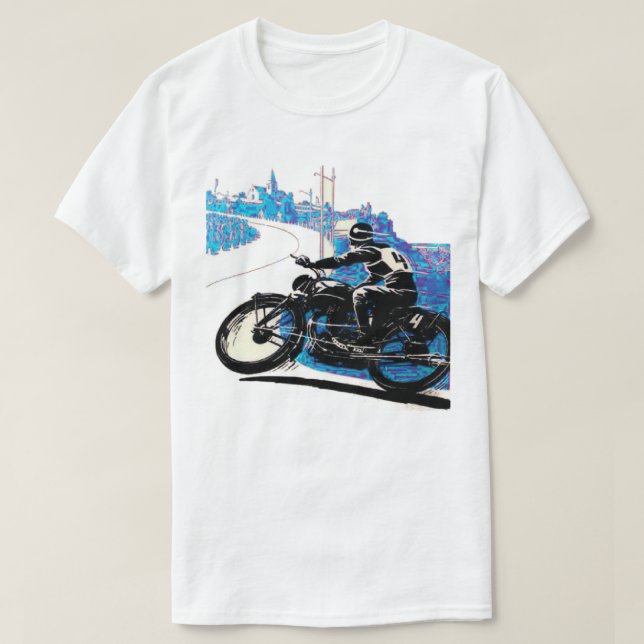 Vintages Motorradrennen - Blau T-Shirt (Design vorne)