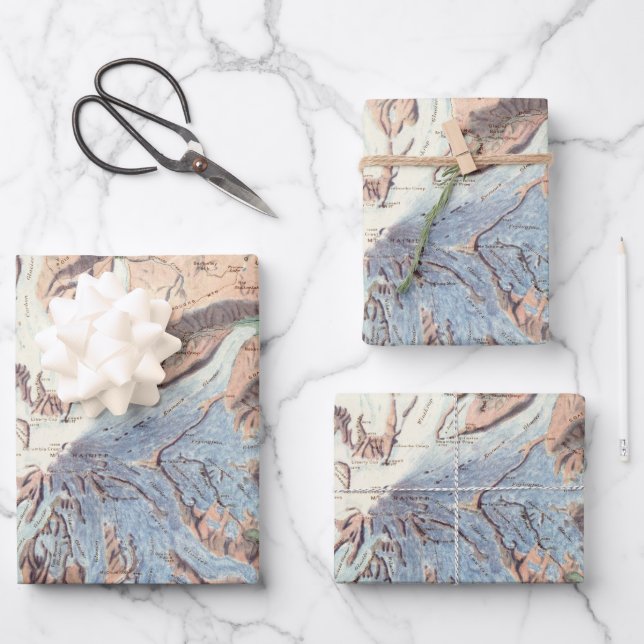Vintages Mount Rainier Relief Map Poster Geschenkpapier Set (Vorderseite)
