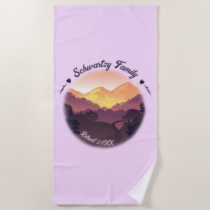 Vintages Mountain Sunset Bauernhaus Rückzug Lila Strandtuch