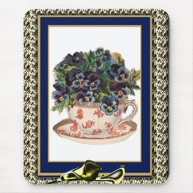 Vintages Mousepad Violett Floral 2 (Vorne)