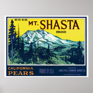 Vintages Mt Shasta California Birnensiegel Poster
