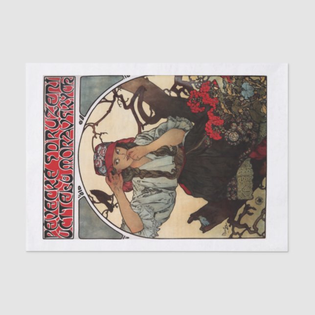 Vintages Mucha-Kunstdecoup Seidenpapier (Vorderseite)