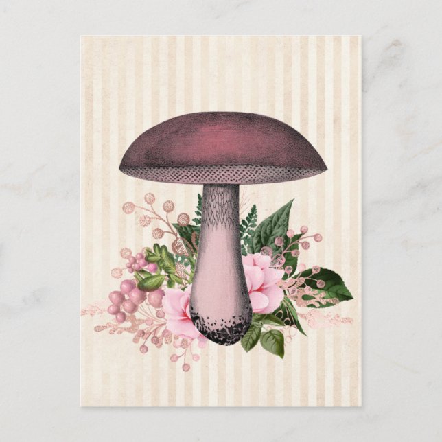 Vintages Mushroom und Blumenkompilation Postkarte (Vorderseite)