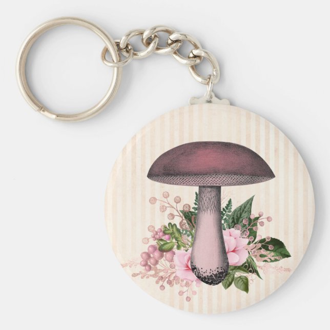 Vintages Mushroom und Blumenkompilation Schlüsselanhänger (Vorne)