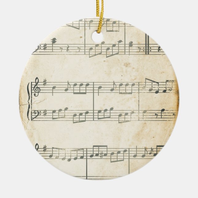 Vintages Musik-Blatt Keramikornament (Vorne)