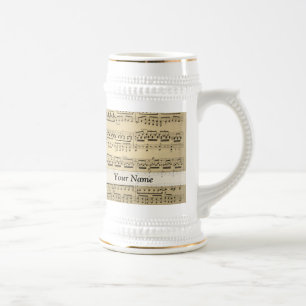 Vintages Musikblatt Bierglas