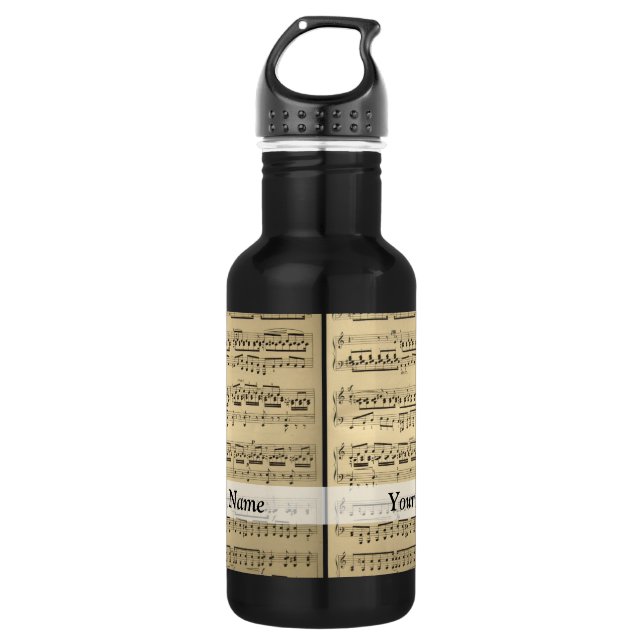 Vintages Musikblatt Edelstahlflasche (Vorderseite)