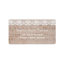 Vintages Musikblatt & Hochzeit Adressaufkleber