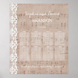 Vintages Musikblatt & Hochzeitsdiagramm Poster