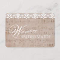 Vintages Musikblatt & Lace - mein BRIDESMAID Einla