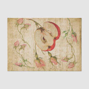 Vintages Musikblatt mit französischer Rose & Apple Seidenpapier