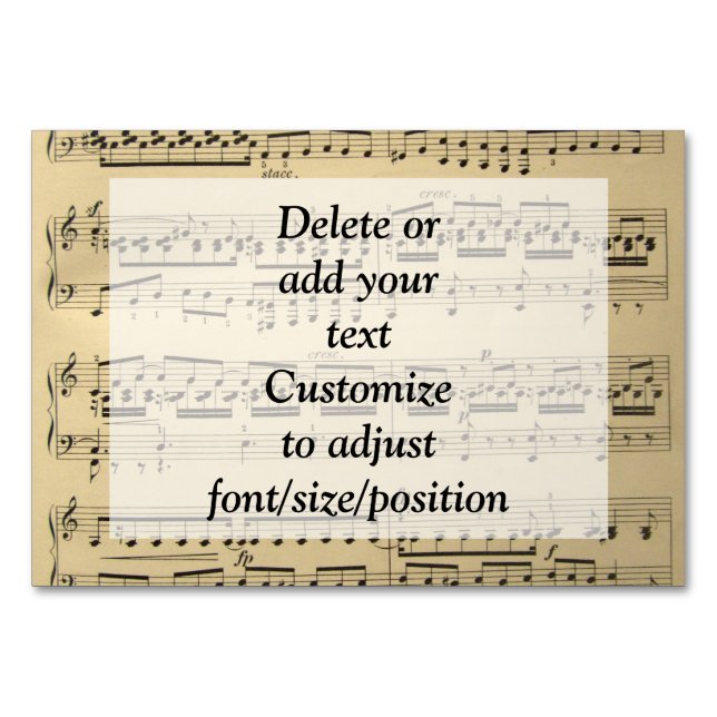 Vintages Musikblatt Tischnummer (Vorderseite)