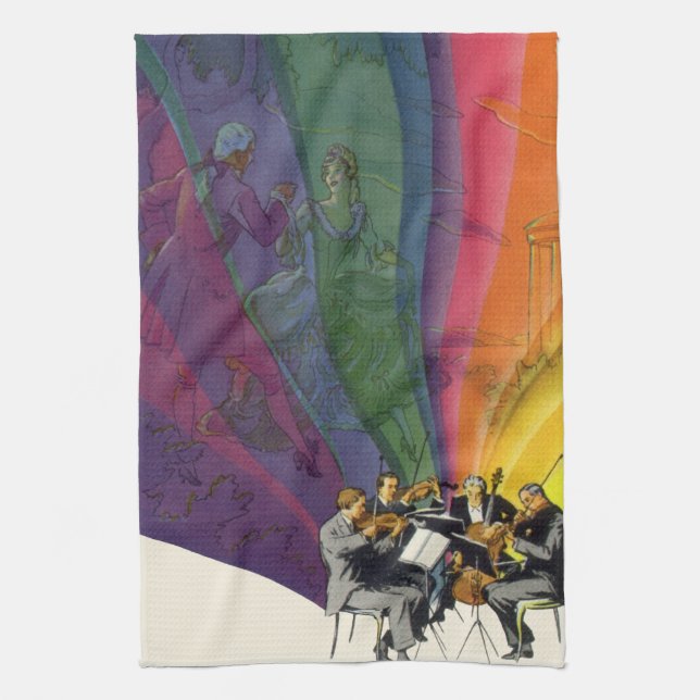 Vintages Musikrenbow, Viktorianisches Coupettanz Geschirrtuch (Vertikal)