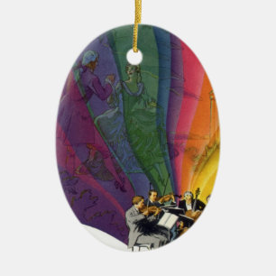 Vintages Musikrenbow, Viktorianisches Coupettanz Keramik Ornament