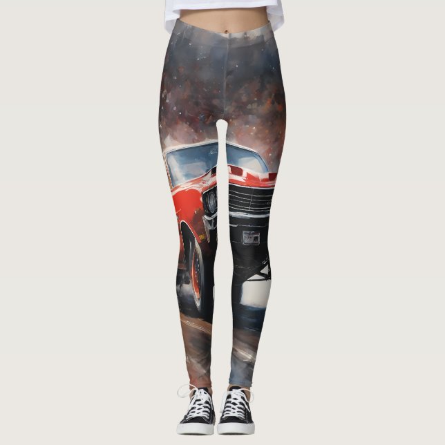 Vintages Muskelauto Leggings (Vorderseite)